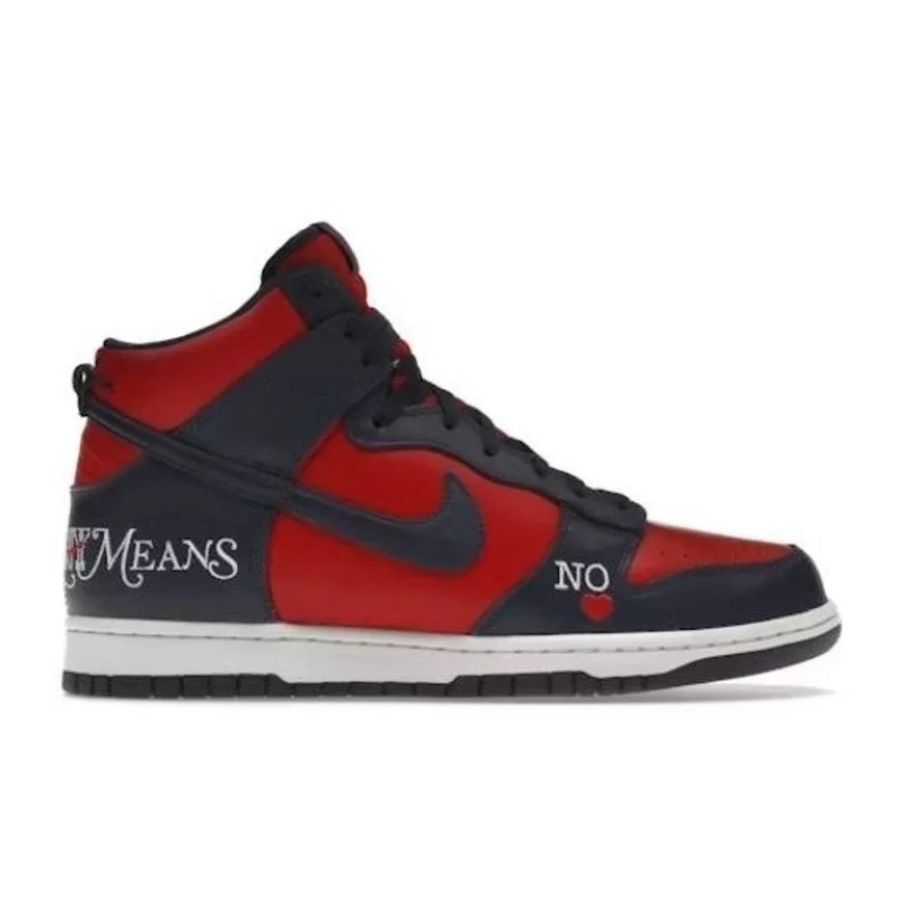 Nike x Supreme Dunk SB High By‎ Any Means Navy Red Sneakers Shoes Men's Size 11